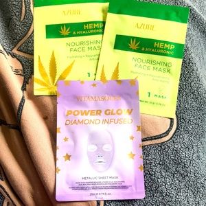 ✨🆕Vitamasques Power Power Diamond Infused Metallic Mask & 2 Azure Hemp Masks✨